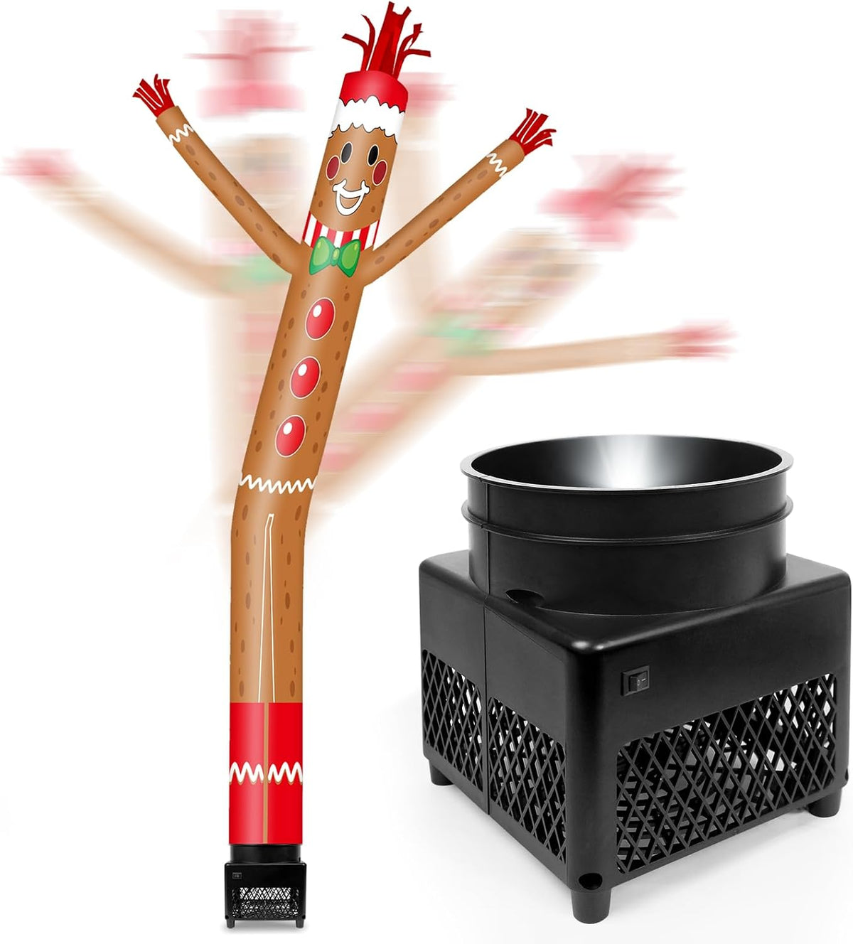 GOODENY 6FT Gingerbread Man Inflatable Tube Man with Weather-Resistant Blower (5.5'' Diameter) - Wacky Waving