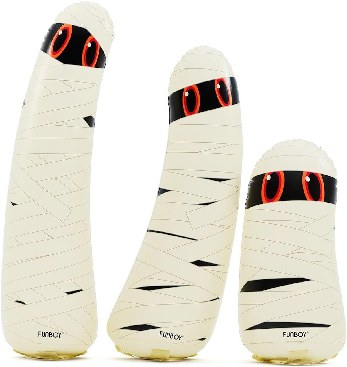 FUNBOY Light-Up Inflatable Halloween Mummy Ghosts, 3-Piece Cordless Set