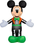 Disney Halloween Inflatable Mickey Mouse Skeleton Decoration, Black and White, Outdoor Yard Decor, 44x28x60