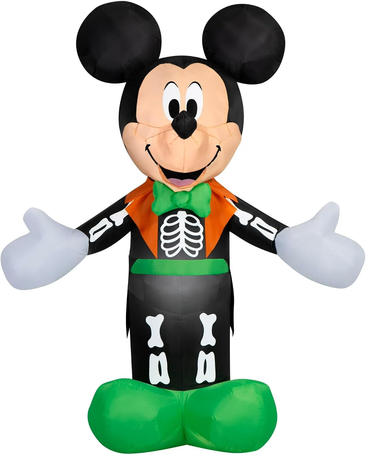 Disney Halloween Inflatable Mickey Mouse Skeleton Decoration, Black and White, Outdoor Yard Decor, 44x28x60
