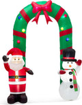 Glitzhome 8ft Christmas Inflatables Decorations Christmas Santa & Snowman Blow Up Yard Decorations with LED