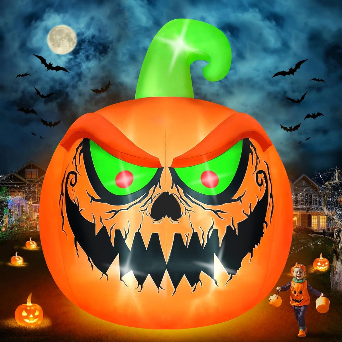 Kalolary 15 FT Giant Halloween Inflatable Pumpkin Outdoor Decorations Blow Up Yard Build-in LEDs for Hallow