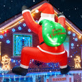 6FT Christmas Inflatable Decorations Hanging Santa Built-in Bright LEDs, Climbing Santa Claus with Gift Bag