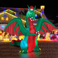 BLOWOUT FUN 8ft Inflatable Christmas Dragon with Candy Disco Light / Blow Up Christmas Bulid in Lights Decor
