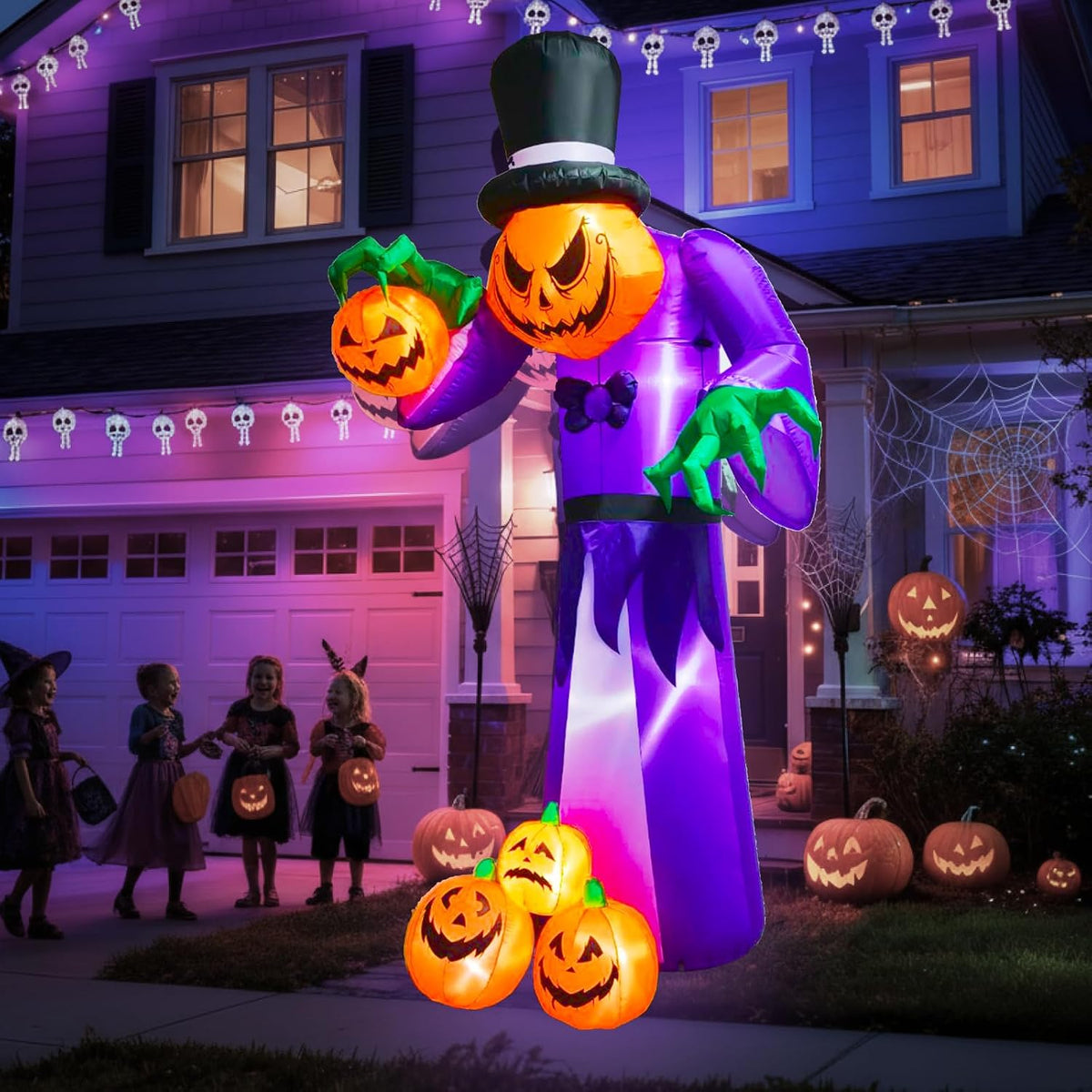 ZOOMATOOE 11FT Giant Halloween Inflatable Pumpkin Grim Reaper with LEDs / Blow Up Outdoor Yard Lawn Garden