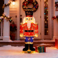 Hausse Lighted Christmas Outdoor Decor, 37.5" Height Pre-Lit 3D Tinsel Xmas Nutcracker Soldier Figure, Light Up Xmas Yard ...