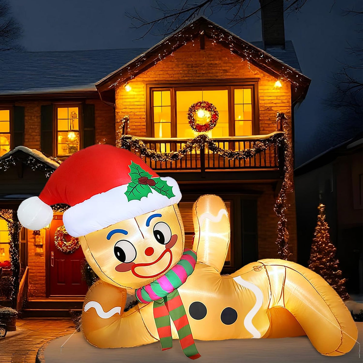 OurWarm 10FT Christmas Inflatable Outdoor Decoration, Christmas Inflatables Gingerbread Man Christmas Blow