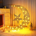 Glooglitter Pre-lit Eid Mubarak Decorations for Home Metal Eid Star Moon Crescent Light Ramadan Decorations
