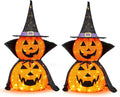 Outvita 2PC Halloween Collapsible Pumpkin Decoration, 150 LED Pop-Up Pumpkin Lamp with Star Cap, 3FT Plug in
