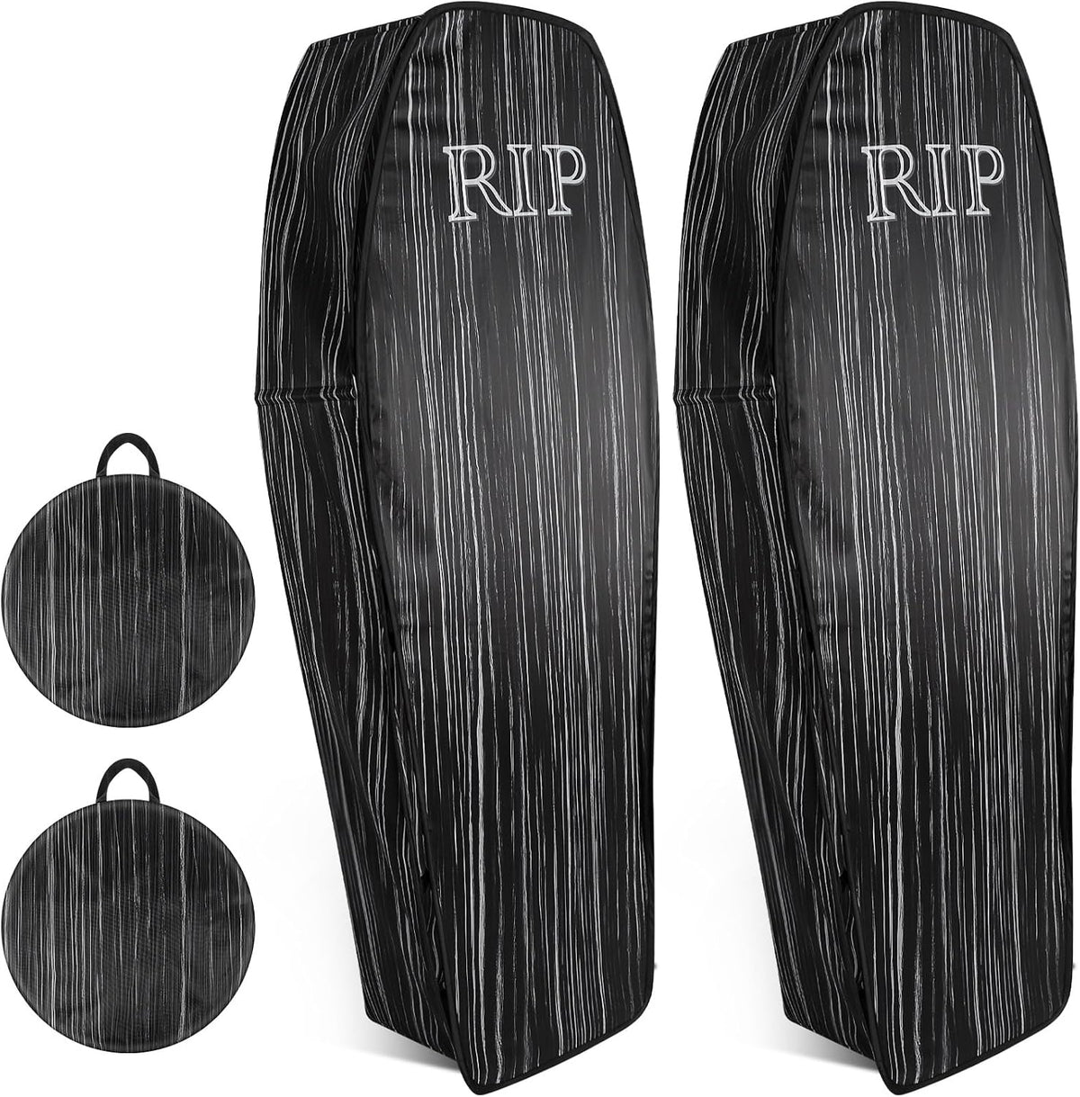 Liliful 2 Pcs Halloween Cemetery Pop up Coffin with Lid 60 Inch / Large Life Size Collapsible Scary Fake