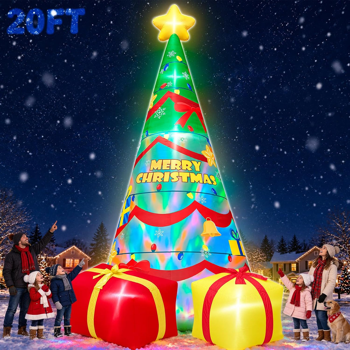 20 FT Giant Christmas Tree Inflatable Outdoor Decorations, Oversized Blow Up Christmas Tree Inflatables with