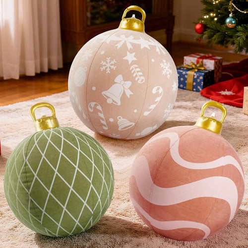 3 Pcs 32 Inch Giant Christmas Inflatable Balls: PVC Oversize Inflatable Christmas Ornaments Outdoor