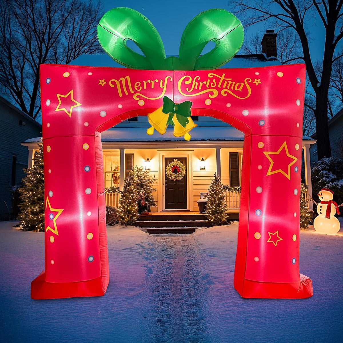 OurWarm 10 FT Christmas Inflatables Archway Outdoor Christmas Decorations / Gift Box Christmas Inflatable A