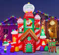 inslife [Flash Light] 10FT Tall Christmas Inflatable Outdoor Decoration Candy Castle with Santa Gingerbread