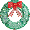 Glitzhome Lighted Christmas 3D Mesh Wreath Decor 35.5" H Holiday Outdoor Decoration with Colorful Bulbs and