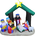 6 FT Christmas Inflatable Nativity Scene with Three Kings, Sheep & Cattle / Outdoor/Indoor, Built-in LED